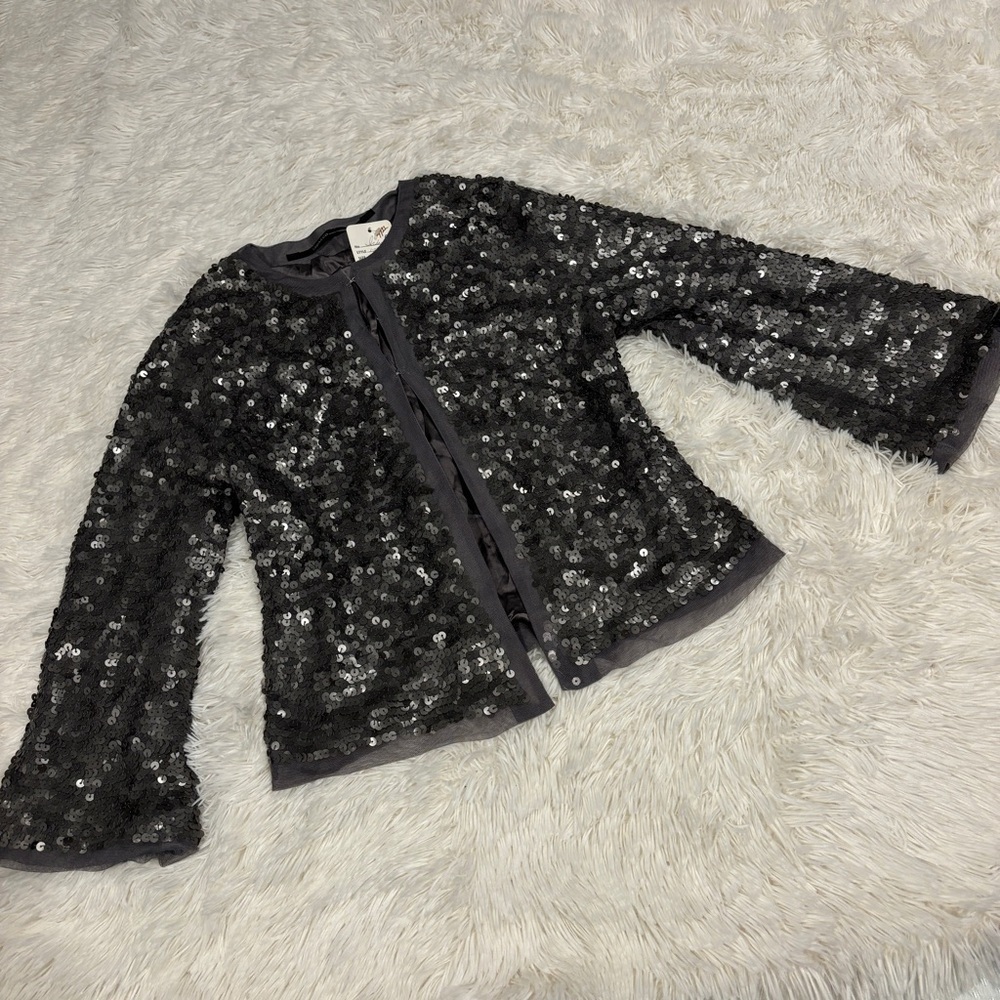 ISDA & Co gray jacket, sequin covered in gray matte silk lined Medium